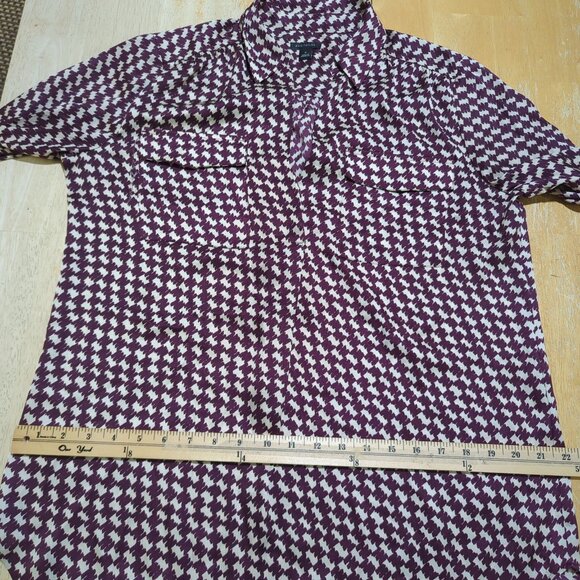 Ann Taylor Blouse Tunic Women's Sz M red white houndstooth long sleeve‎ - Picture 10 of 11